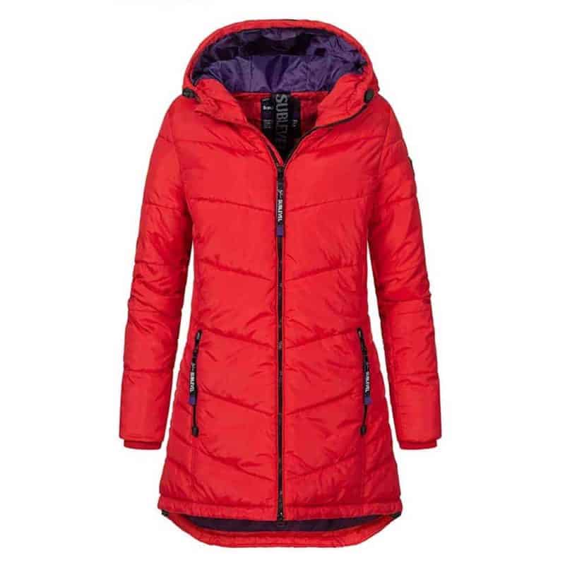 Sublevel kabát női, sportos, steppelt, middle red