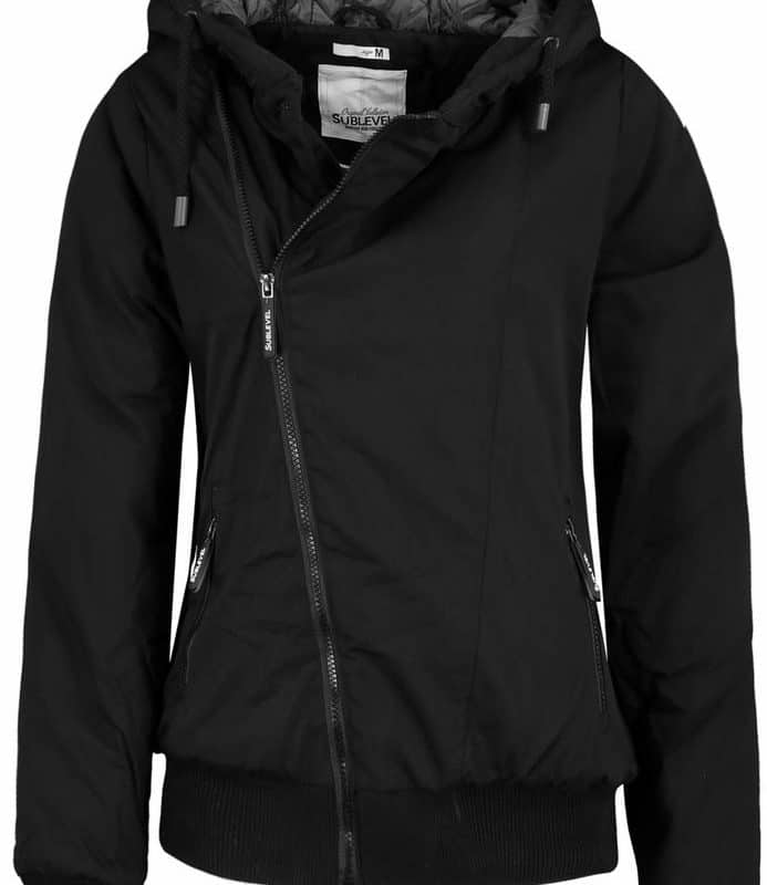 Sublevel kabát női, ferde cipp, microfaser, black