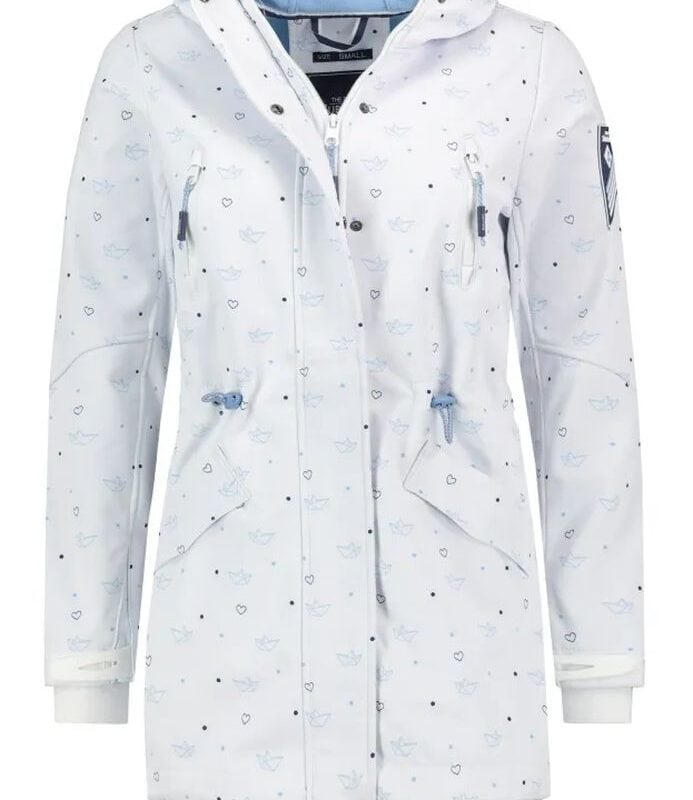Sublevel kabát női softshell, boat, allover print, white