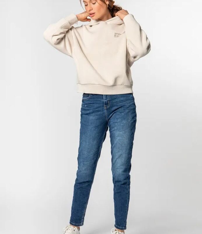 Sublevel pulóver, női kapucnis rövid sweat hoodie light beige