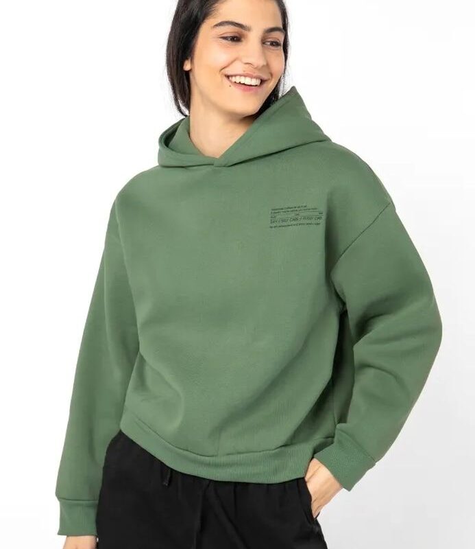 Sublevel pulóver, női kapucnis rövid sweat hoodie green