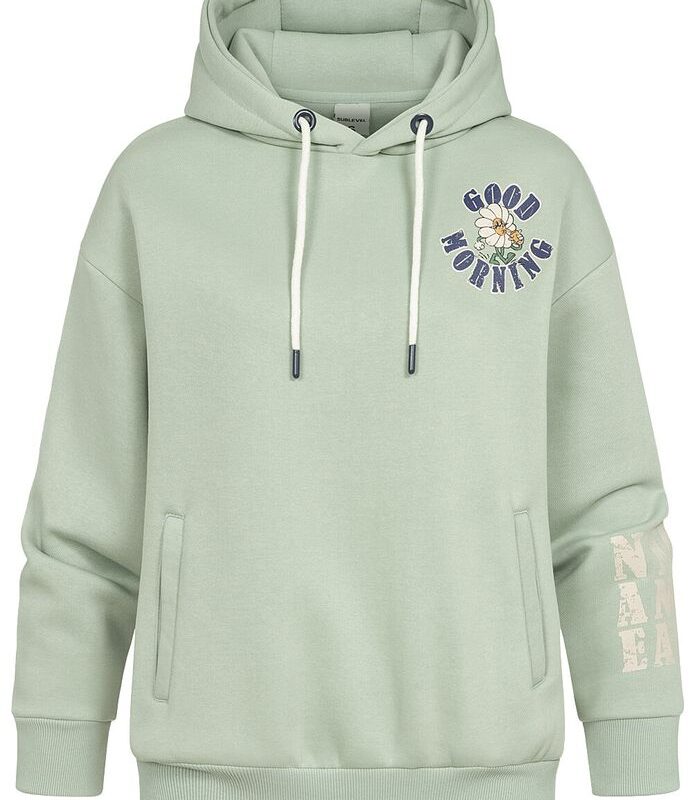 Sublevel pulóver, női kapucnis sweat hoodie back print light green