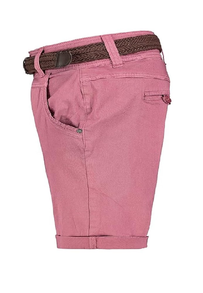 Fresh Made női bermuda rövidnadrág, 3/4-es nyári chino övvel, capri, dark rose - Image 3