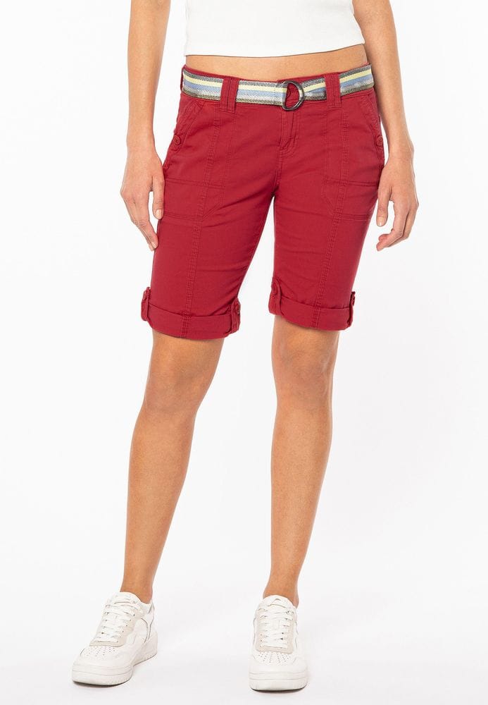 Fresh Made nadrág női bermuda, fényes övvel, red - Image 2