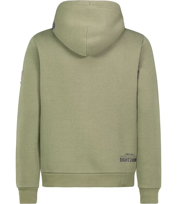Eight2Nine pulóver kapucnis férfi, hoodie, hímzett, middle green
