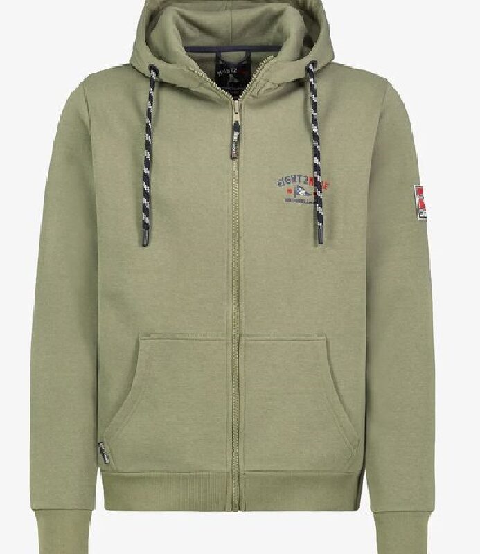 Eight2Nine pulóver kapucnis férfi, hoodie, hímzett, middle green