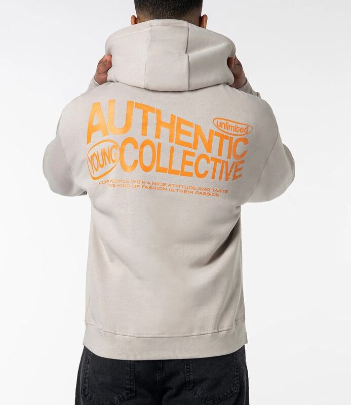 Sublevel pulóver kapucnis férfi, hoodie, backprint, middle beige