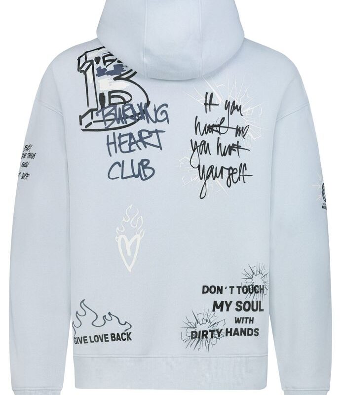 Sublevel pulóver kapucnis férfi, hoodie, colorful print, light blue