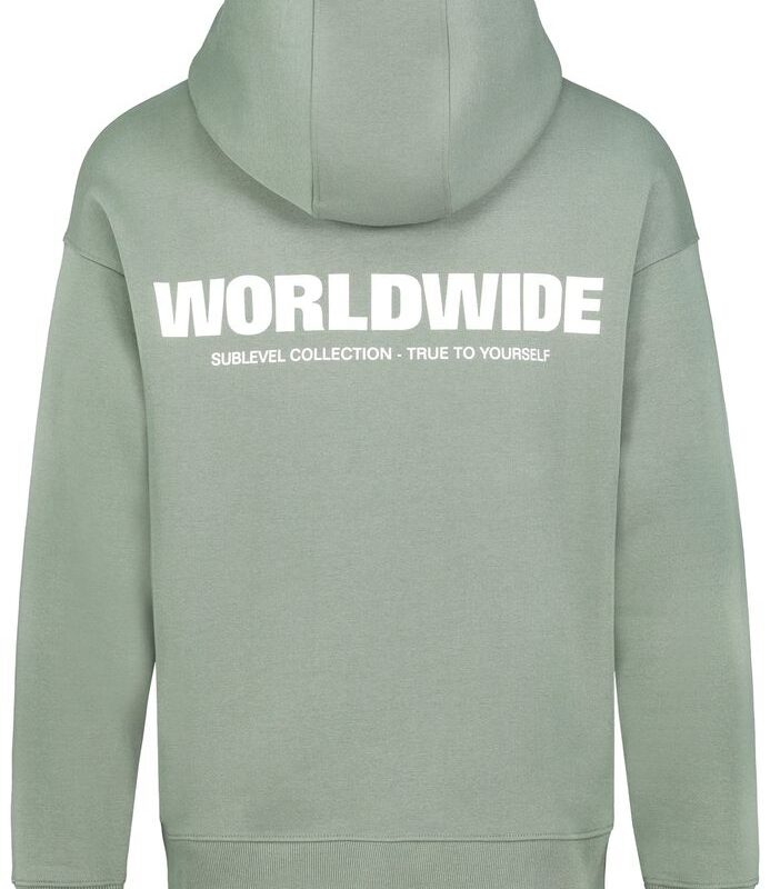 Sublevel pulóver kapucnis férfi, hoodie, print, light green