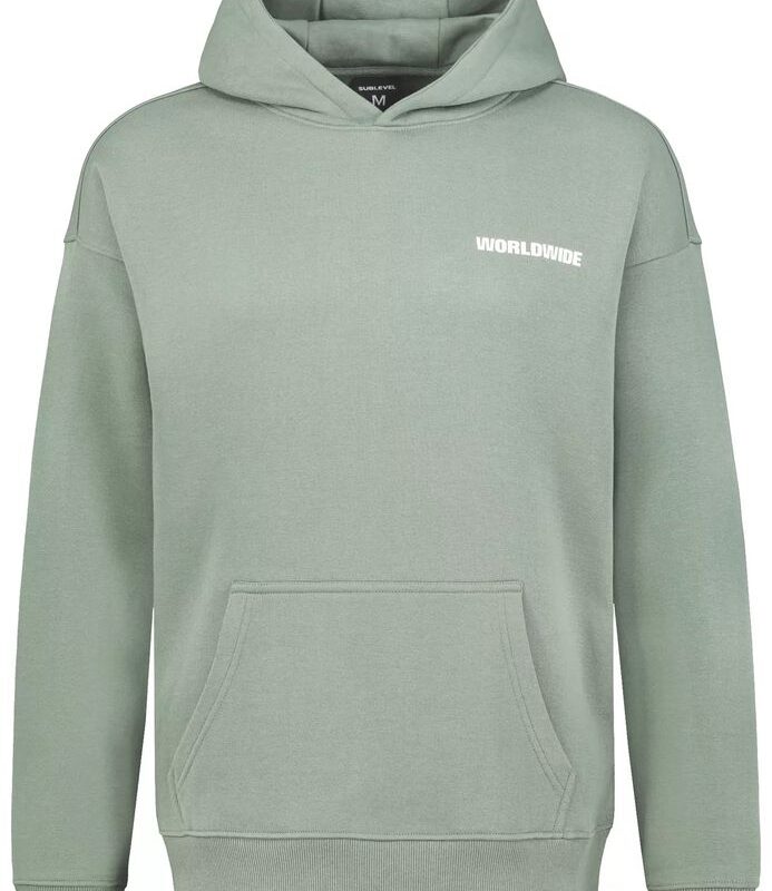 Sublevel pulóver kapucnis férfi, hoodie, print, light green