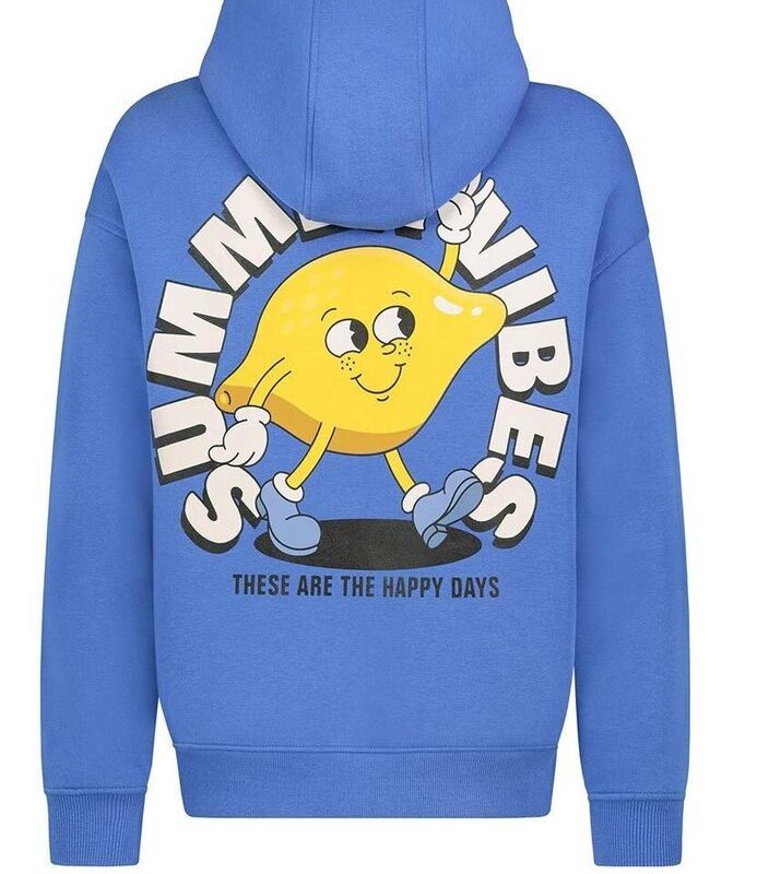 Sublevel pulóver kapucnis férfi, hoodie, backprint, middle blue