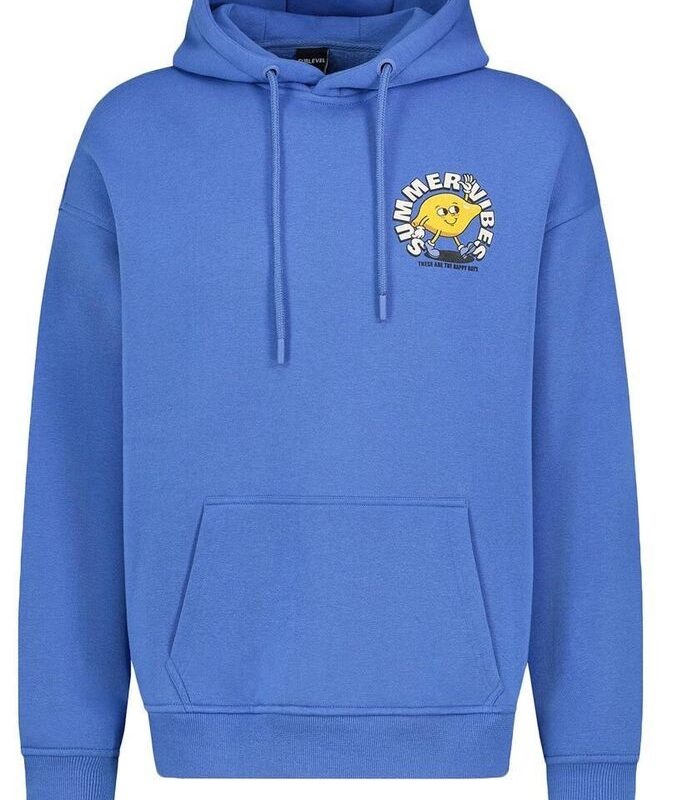 Sublevel pulóver kapucnis férfi, hoodie, backprint, middle blue