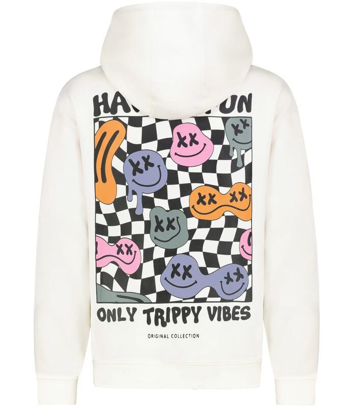 Sublevel pulóver kapucnis férfi, hoodie, backprint, white