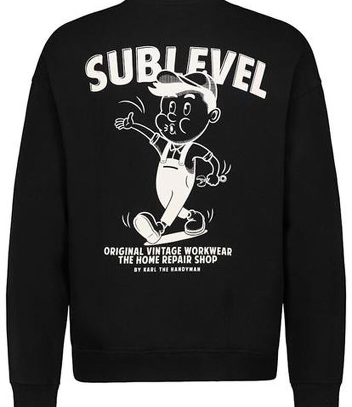 Sublevel pulóver férfi, sweat, backprint, black
